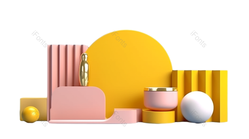 清新图片,插画元素,蓝色背景PNG,几何形状免抠素材